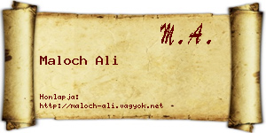 Maloch Ali névjegykártya